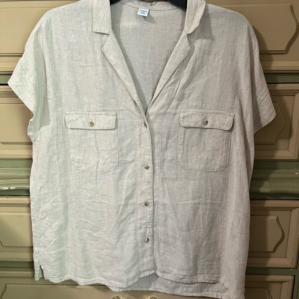 Old Navy Linen Button Down Utility Top